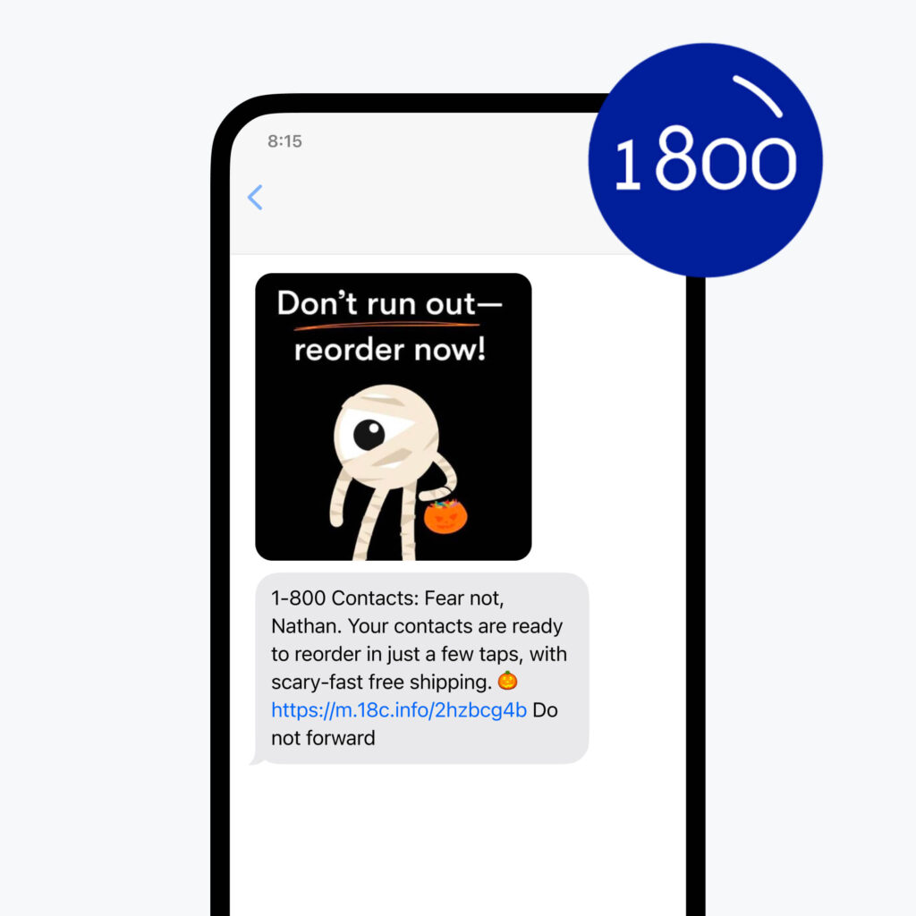Promotional text message offering free shipping on next order