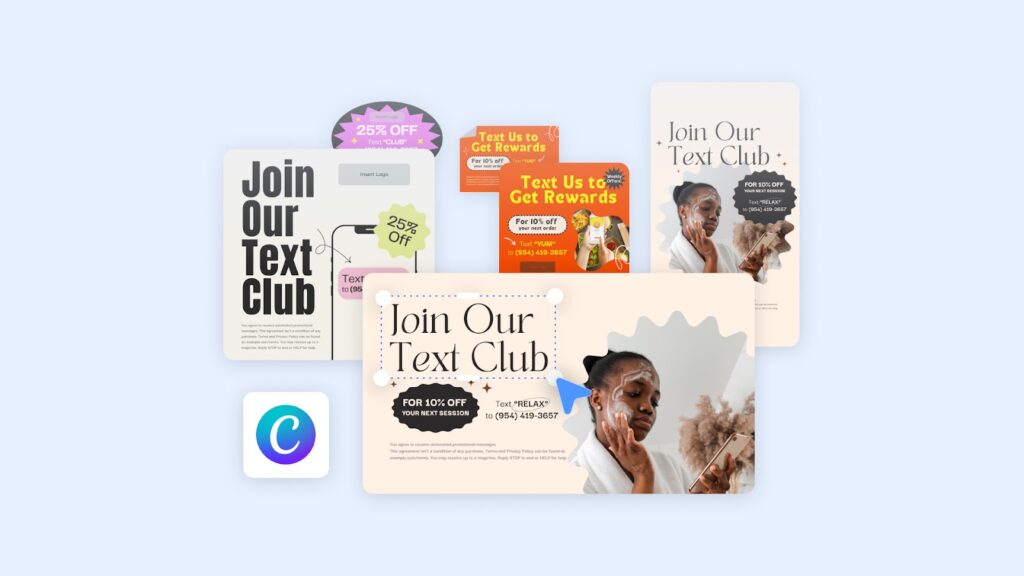 Image for 20 free Canva templates to advertise your text marketing list