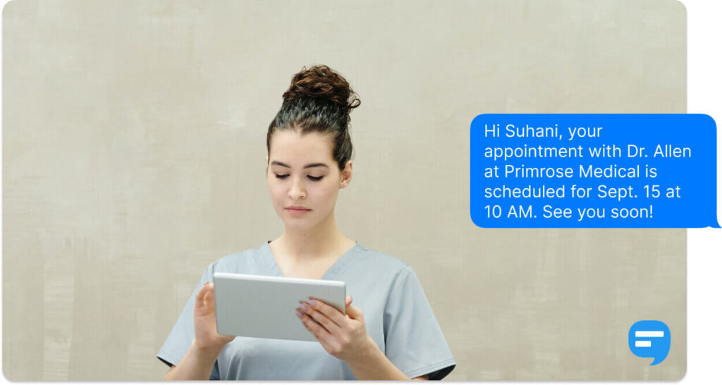 Appointment confirmation text message for doctor office