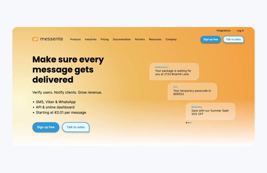 Messente mass text app as one of the best mass texting app of 2024 Messente: best mass text app with variable pricing