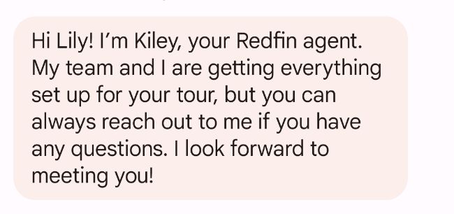 An introductory SMS example for real estate marketing from an agent to a client