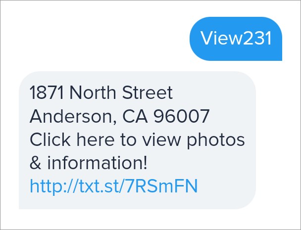 Example real estate text message with an SMS keyword and autoresponder