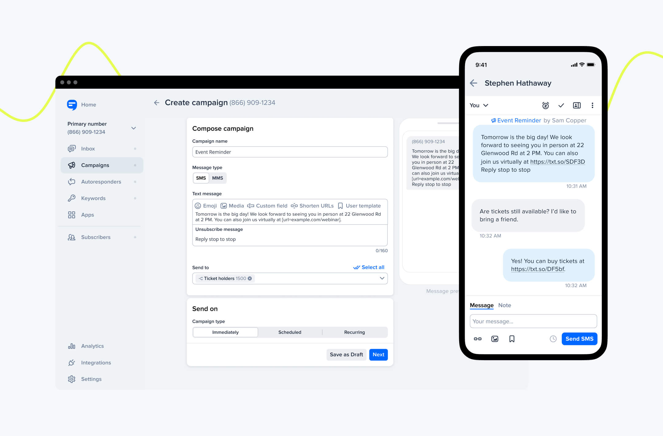 SimpleTexting: best mass texting app for small business