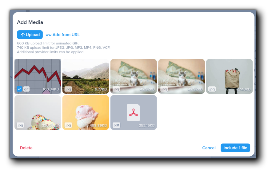 Adding media to an MMS campaign
