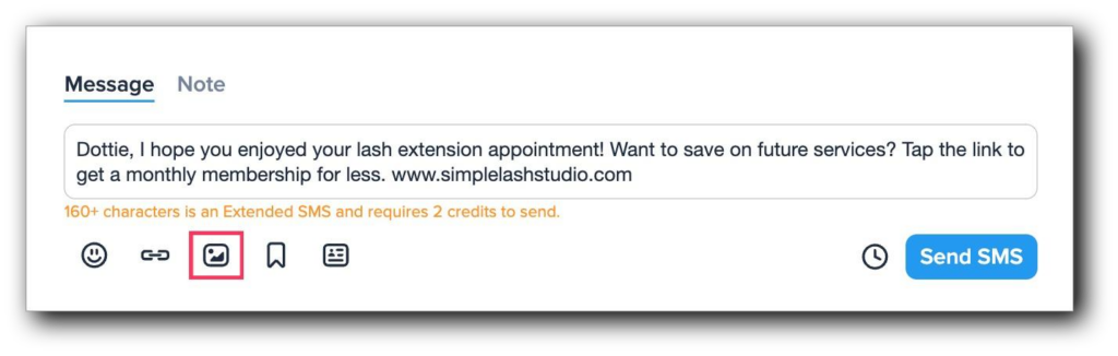 Attaching a video file to a business texting SMS message