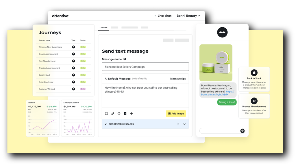 Attentive's main user dashboard