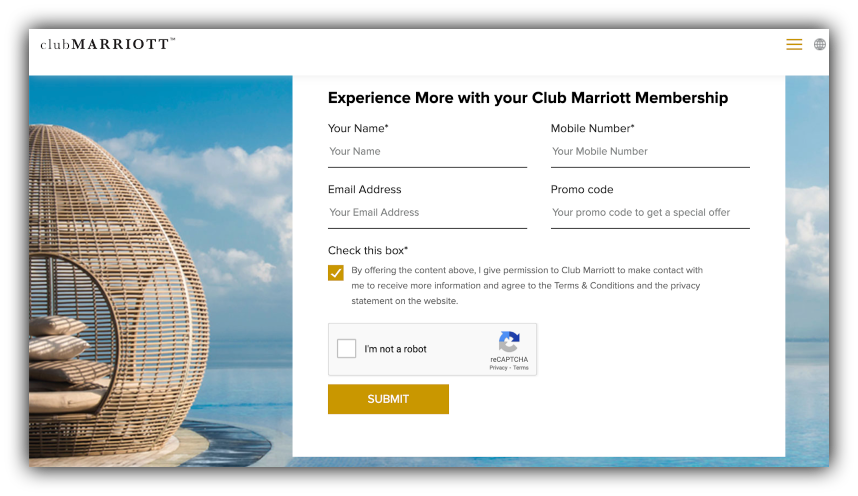 Club Marriott loyalty program landing page