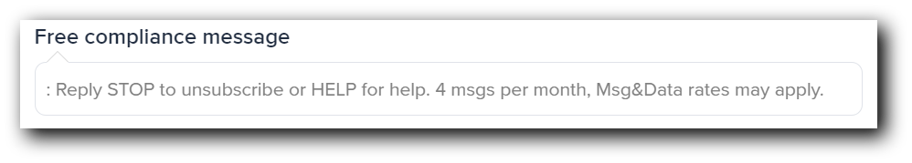 What a compliance message for a welcome text message looks like