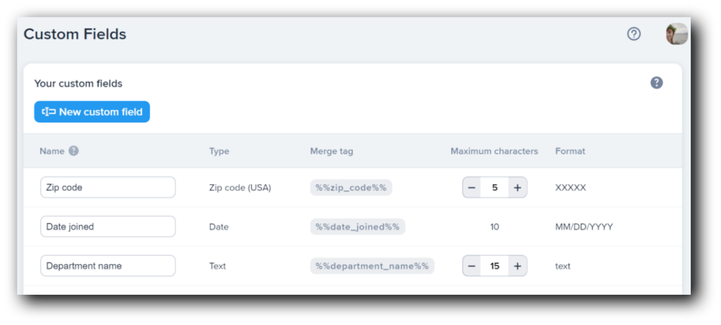 Creating employee communication custom fields for message personalization