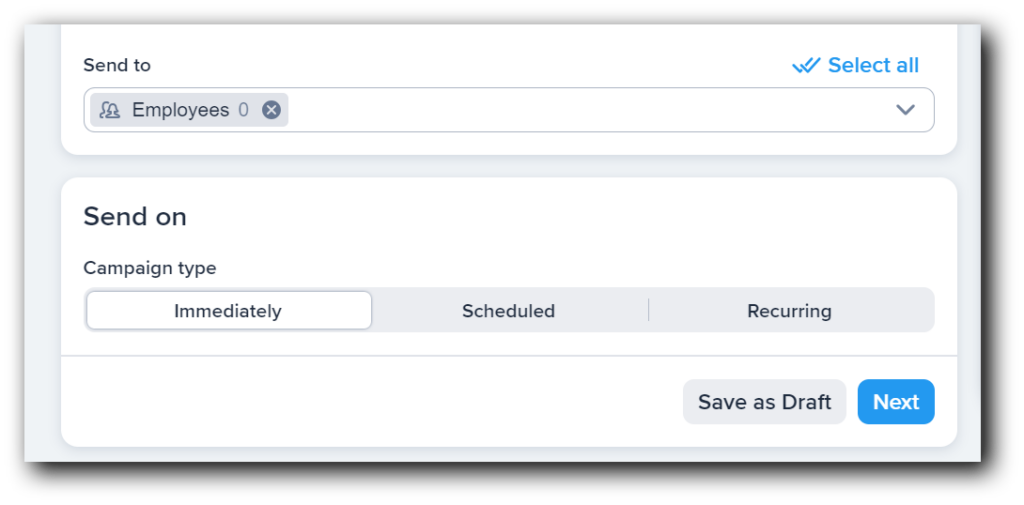 Scheduling an employee communication campaign in SimpleTexting