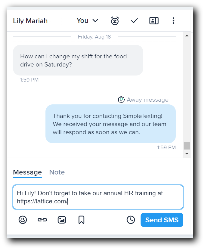One-on-one employee communication through the inbox