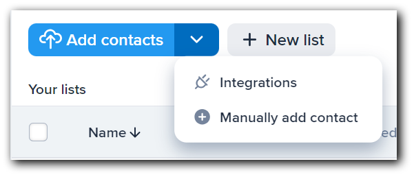 Options for adding text contacts
