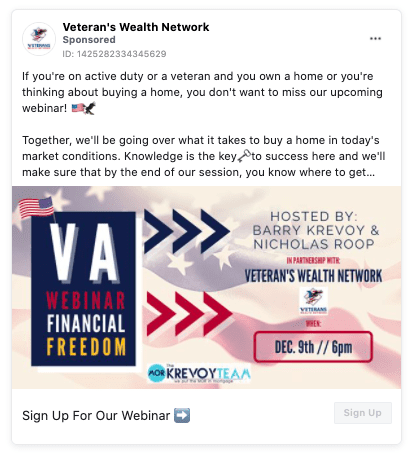 Facebook real estate ad for event promotion