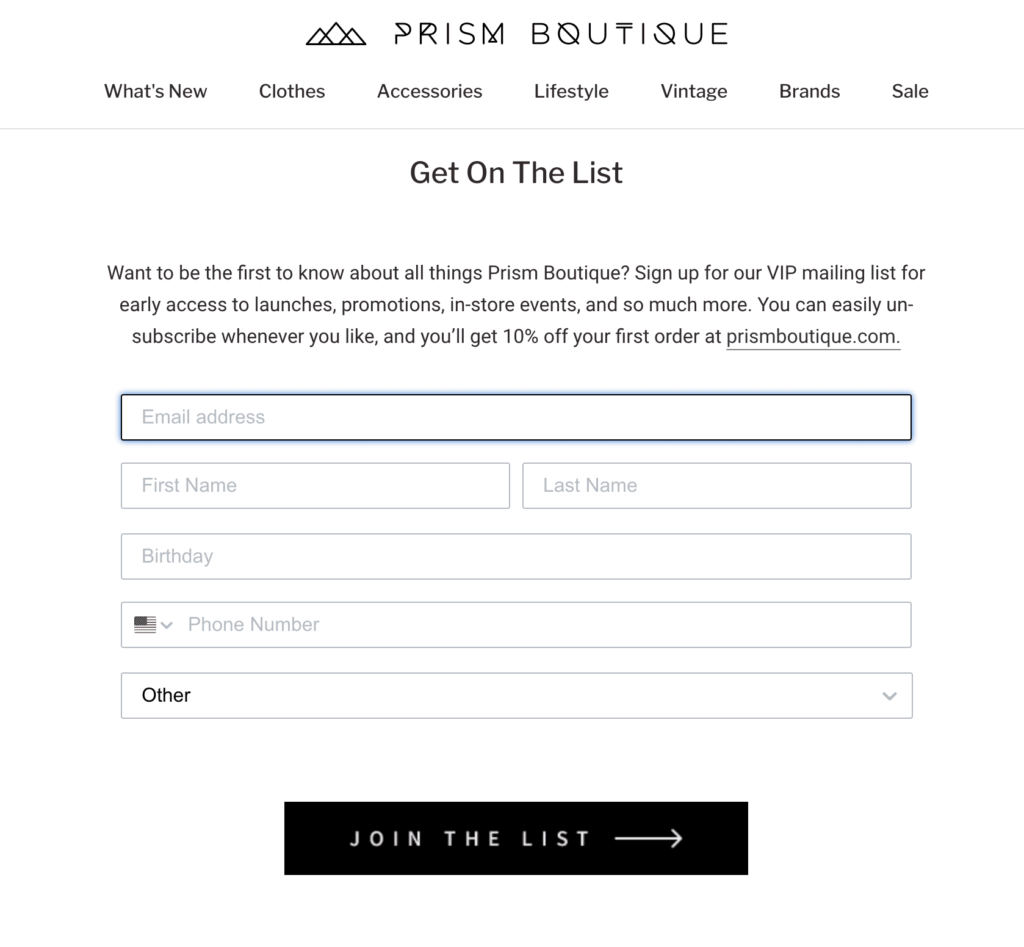 Discount opt in example