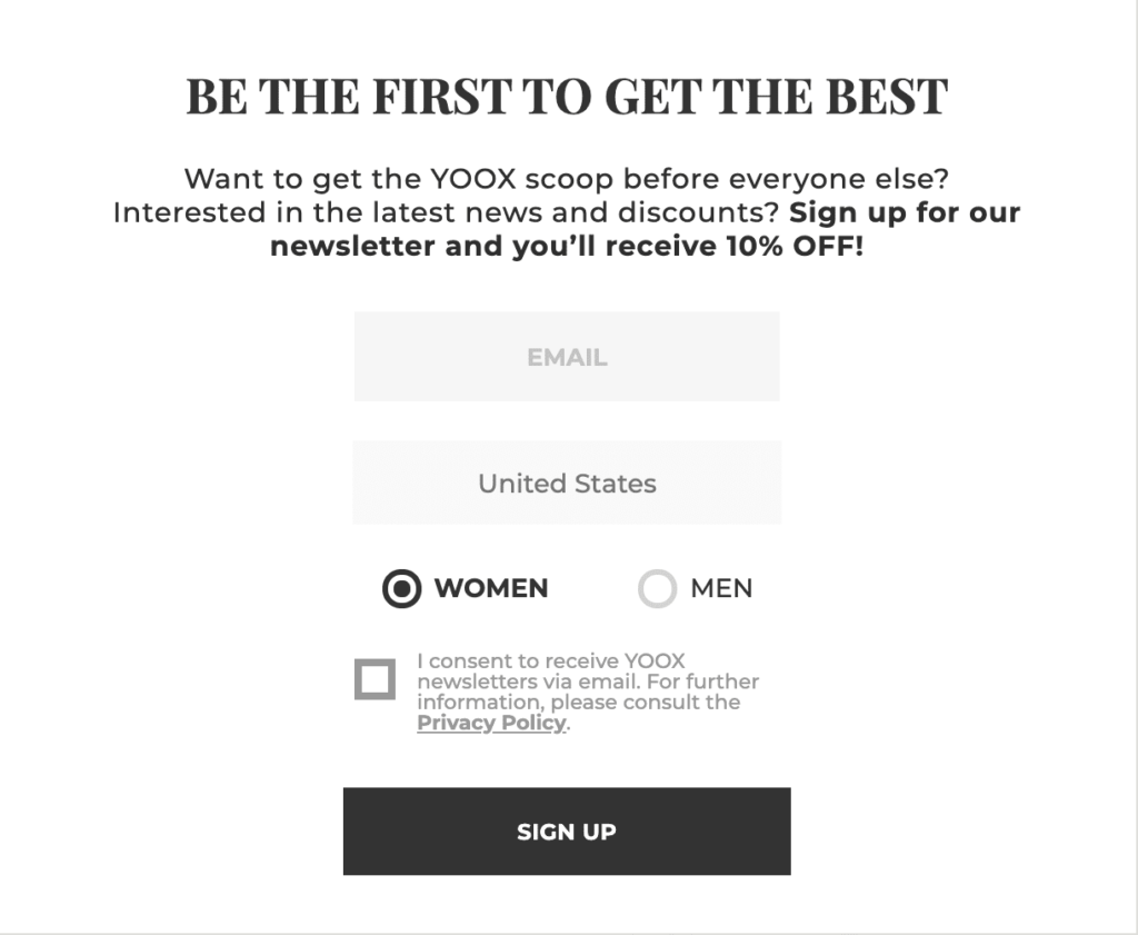 exclusive offer opt in example