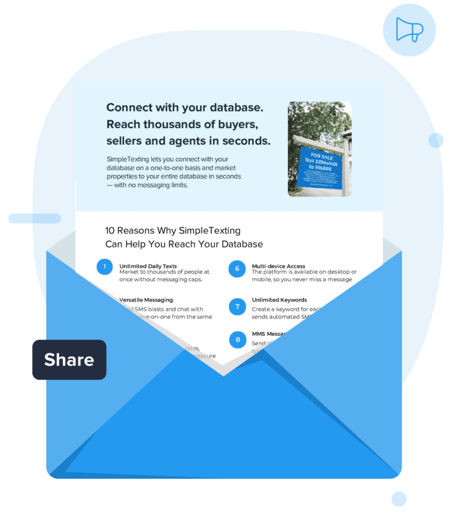 Illustration of downloadable one pager for real estate SMS marketing service