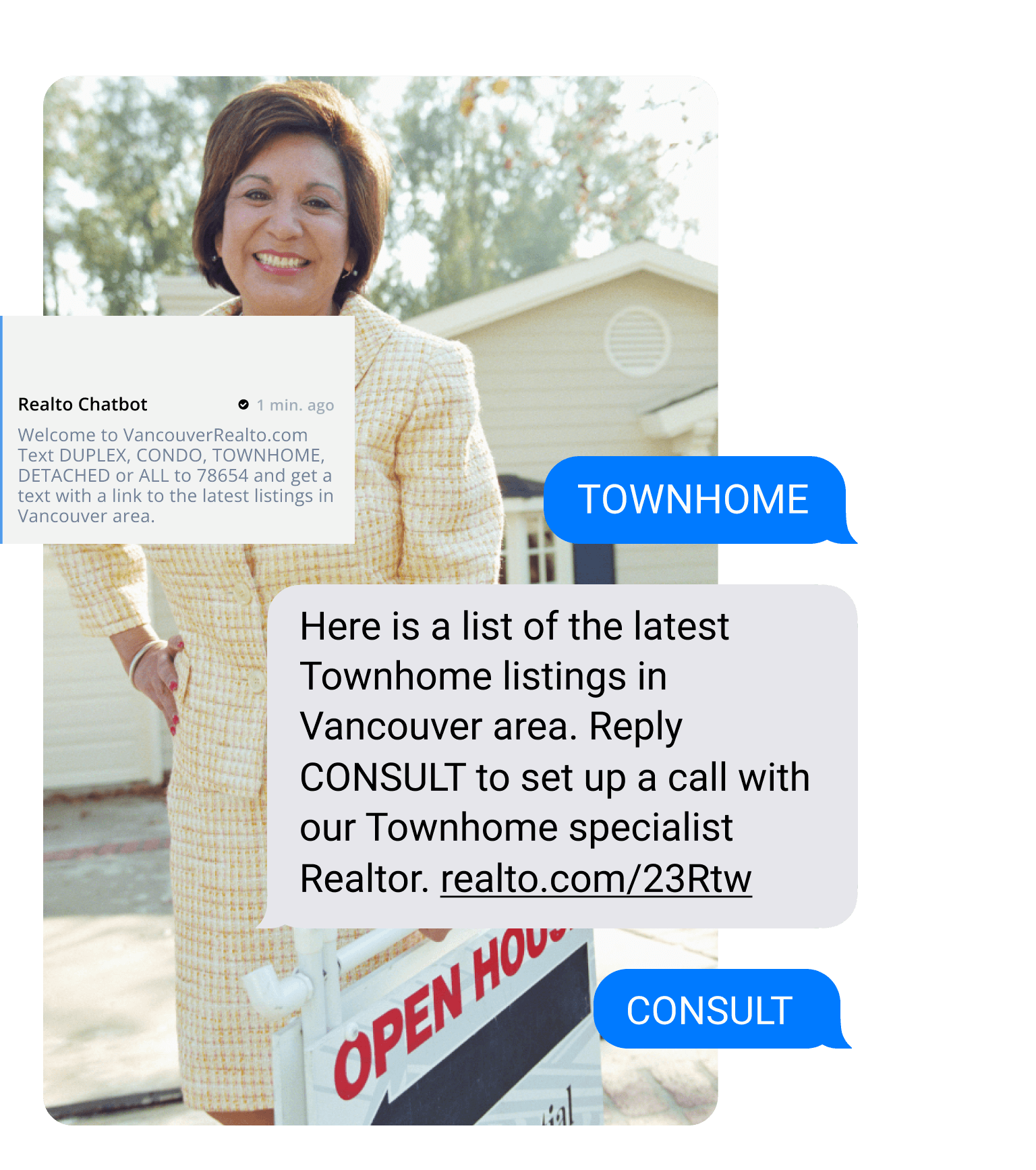 real estate SMS marketing keyword example