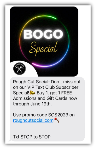 A text example from an axe throwing bar