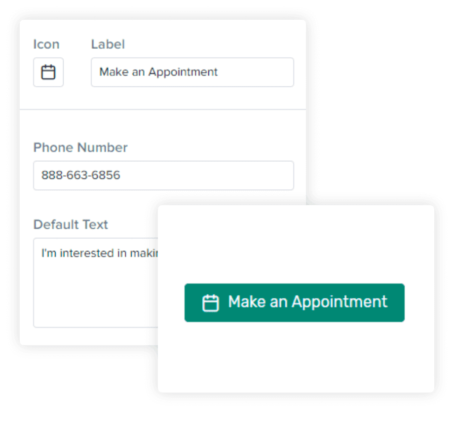 click to text button for salon website