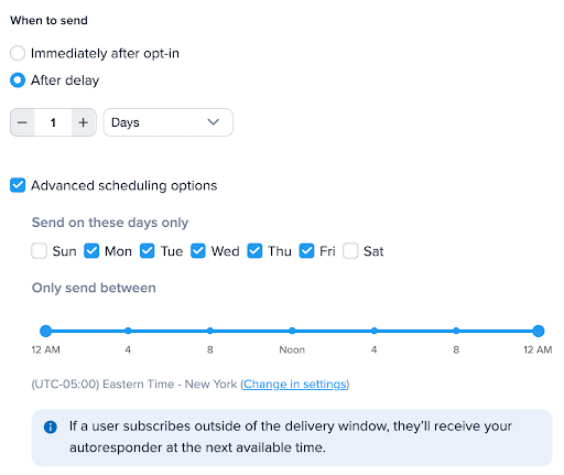 Screenshot of what it looks like to set up an automated text sequence with SimpleTexting