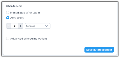 Selecting the message delay for your autoresponder drip campaign message