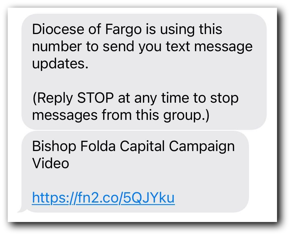 An example of a text message containing a video