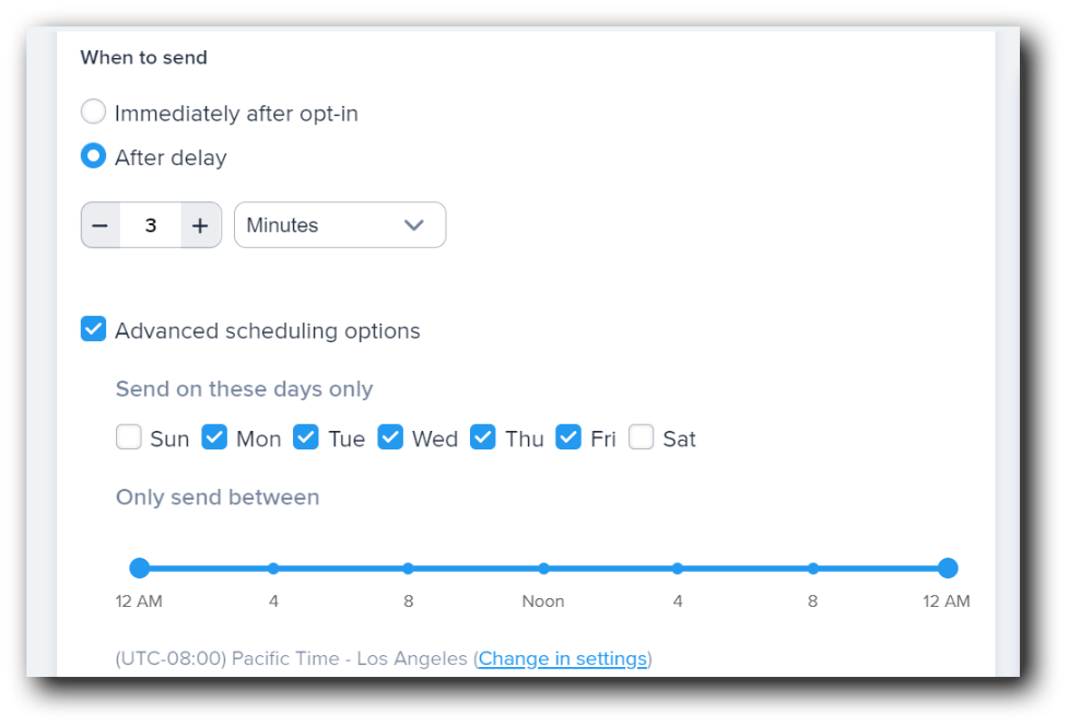 Scheduling an autoresponder welcome text